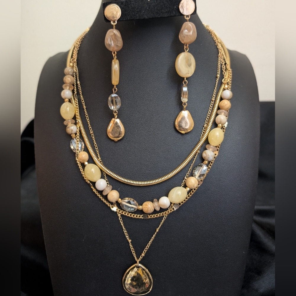 #22. Nordstroms Multi Layer Acrylic Necklace & Stone Earrings